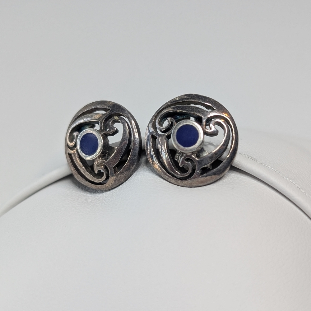 1970s Sterling Southwest Earrings - Vintage Everyday 925 Silver Jewelry - Picture 3 of 9